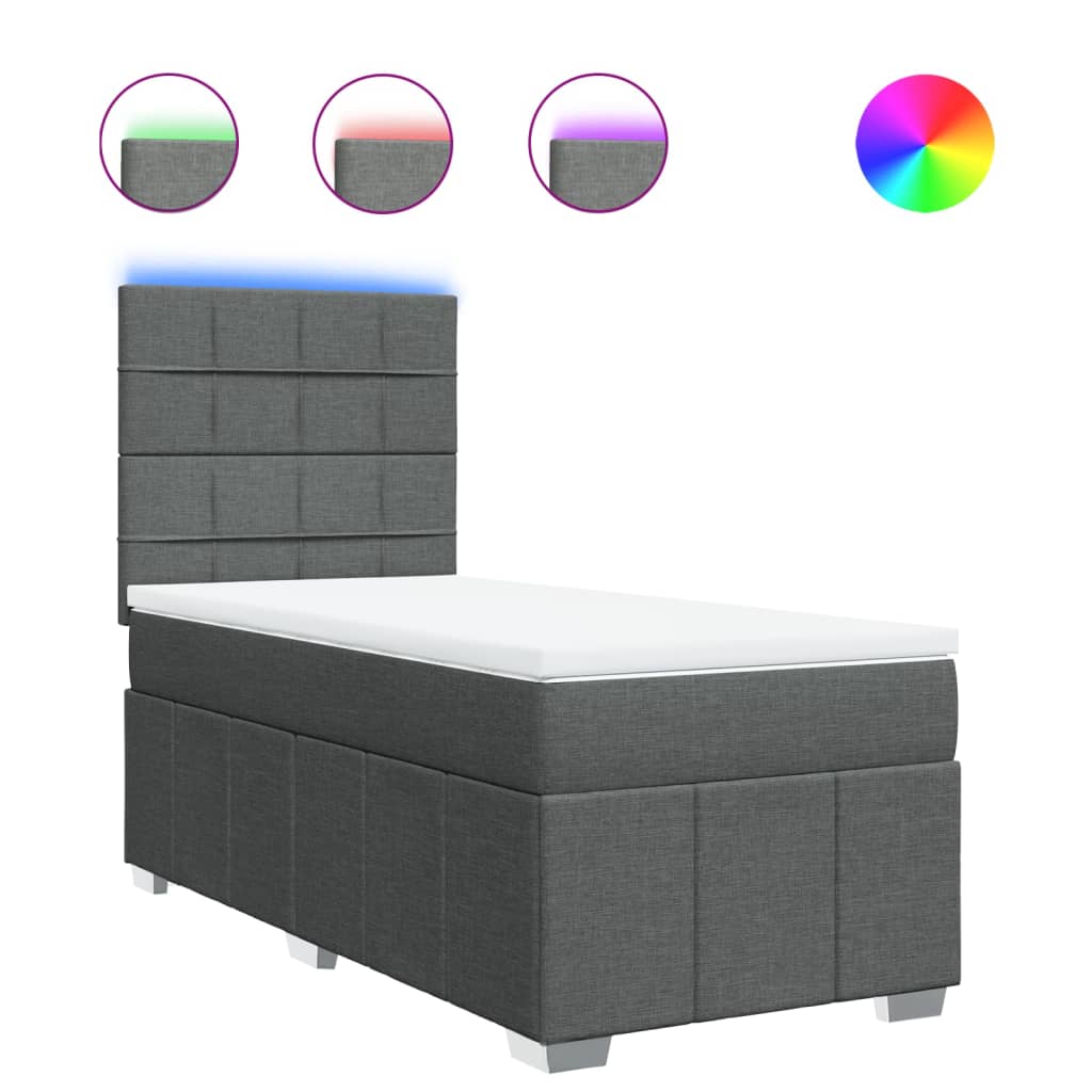 Thumbnail - vidaXL Boxspringbett mit Matratze Dunkelgrau 90x190 cm Stoff