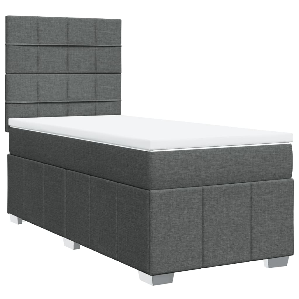 vidaXL Boxspring met matras stof donkergrijs 90x190 cm afbeelding