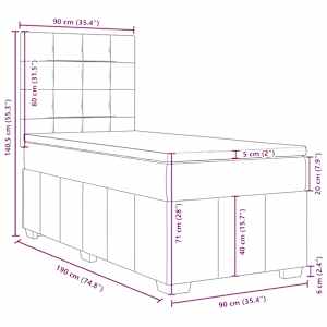 Box spring postel s matrací tmavě šedá 90x190 cm textil - obrázek 18