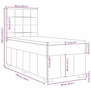 Box spring postel s matrací černá 90x190 cm textil - obrázek 18
