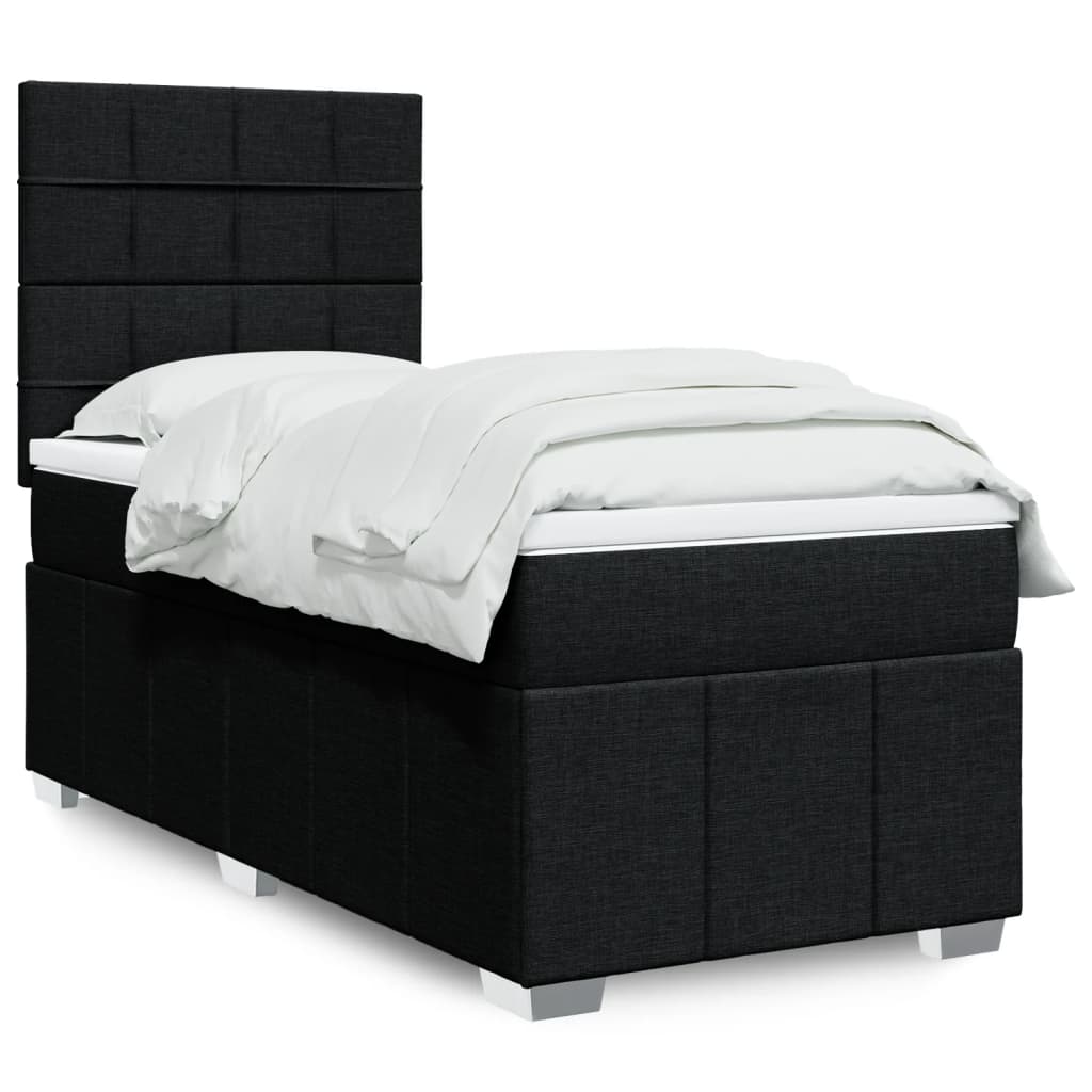 Boxspringbett mit Matratze Schwarz 90×190 cm Stoff