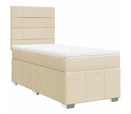 vidaXL Posteľný rám boxspring s matracom krémový 90x190 cm látka