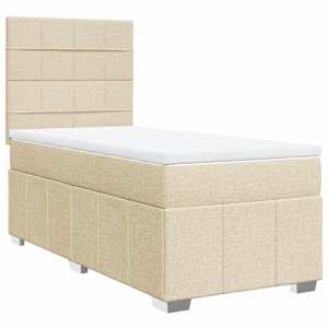 vidaXL Posteľný rám boxspring s matracom krémový 90x190 cm látka