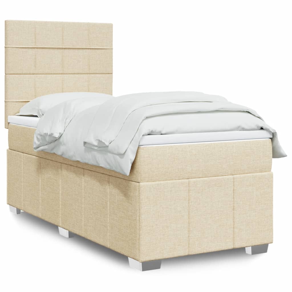 Boxspringbett mit Matratze Creme 90×190 cm Stoff