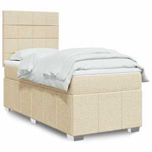 Box spring postel s matrací krémová 90x190 cm textil - obrázek 1