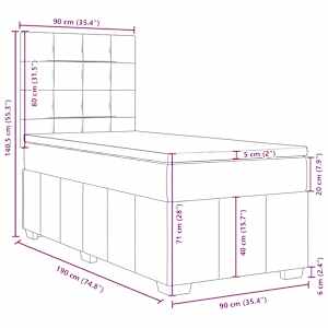 Box spring postel s matrací modrá 90x190 cm textil - obrázek 18