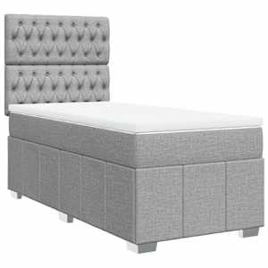 Box spring postel s matrací světle šedá 90x190 cm textil - obrázek 3