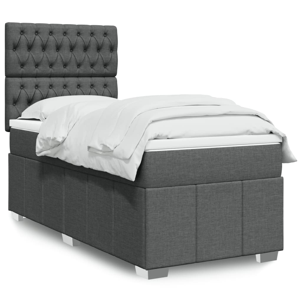 Boxspringbett mit Matratze Dunkelgrau 90×190 cm Stoff