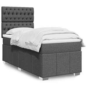 Box spring postelja z vzmetnico temno siva 90x190 cm blago