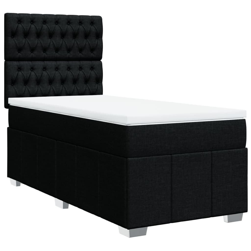 vidaXL Boxspring met matras stof zwart 90x190 cm afbeelding