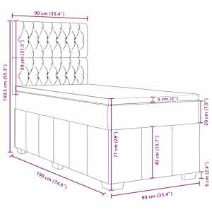 Box spring postel s matrací černá 90x190 cm textil - obrázek 18