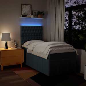Box spring postel s matrací modrá 90x190 cm textil - obrázek 4