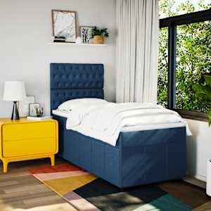 Box spring postel s matrací modrá 90x190 cm textil - obrázek 5