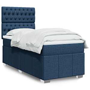 Box spring postel s matrací modrá 90x190 cm textil - obrázek 1
