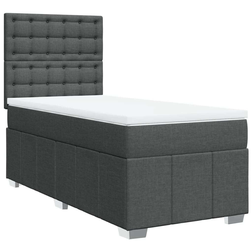 vidaXL Boxspring met matras stof donkergrijs 90x190 cm afbeelding