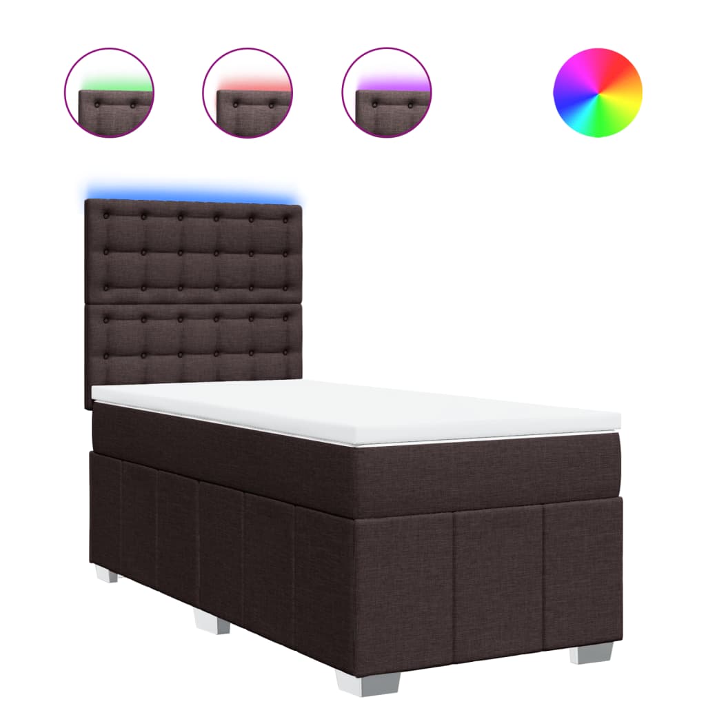Thumbnail - vidaXL Boxspringbett mit Matratze Dunkelbraun 90x190 cm Stoff