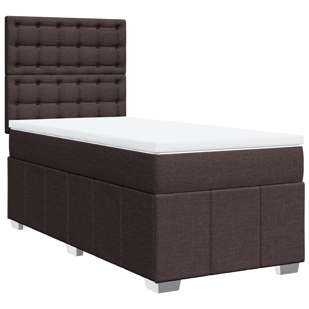 vidaXL Boxspring met matras stof donkerbruin 90x190 cm afbeelding