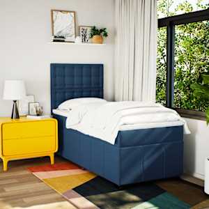 Box spring postel s matrací modrá 90x190 cm textil - obrázek 5