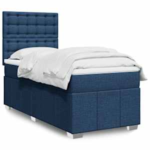 Box spring postel s matrací modrá 90x190 cm textil - obrázek 1