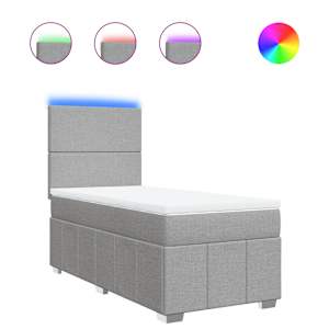 Box spring postel s matrací světle šedá 90x200 cm textil - obrázek 2