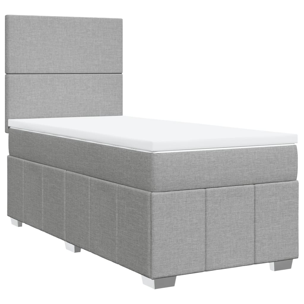 vidaXL Boxspring met matras stof lichtgrijs 90x200 cm afbeelding