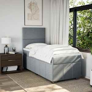 Box spring postel s matrací světle šedá 90x200 cm textil - obrázek 5