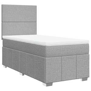 vidaXL Sommier &agrave; lattes de lit avec matelas Gris clair 90x200 cm Tissu