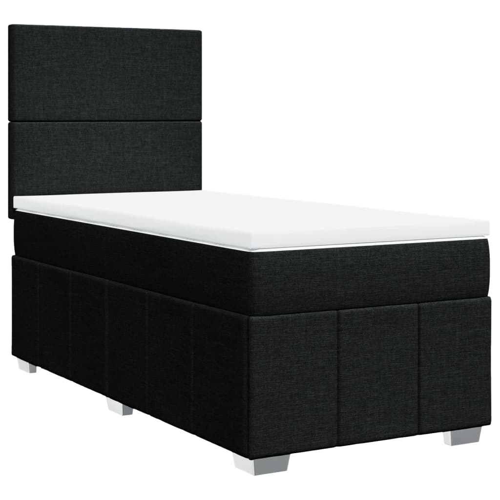 vidaXL Boxspring met matras stof zwart 90x200 cm afbeelding