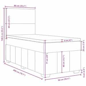 Box spring postel s matrací černá 90x200 cm textil - obrázek 18