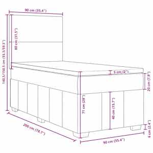 Box spring postel s matrací tmavě hnědá 90x200 cm textil - obrázek 18
