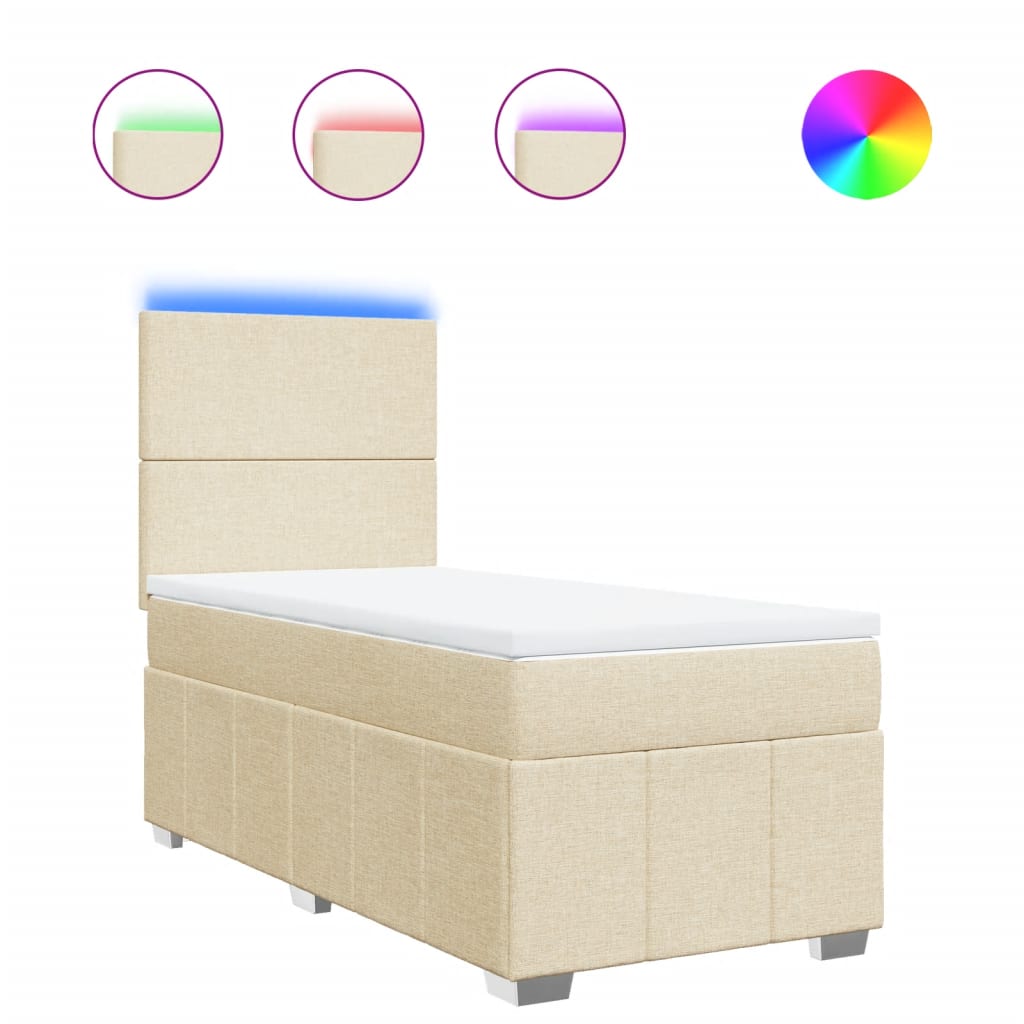 vidaXL Box spring postel s matrací krémová 90x200 cm textil