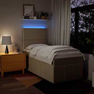 Box spring postel s matrací krémová 90x200 cm textil - obrázek 4