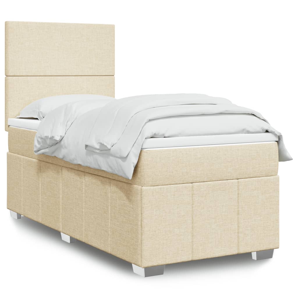 Boxspringbett mit Matratze Creme 90×200 cm Stoff