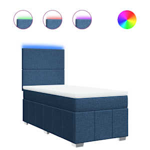 Box spring postel s matrací modrá 90x200 cm textil - obrázek 2
