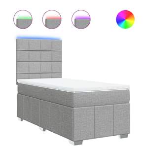 Box spring postel s matrací světle šedá 90x200 cm textil - obrázek 2