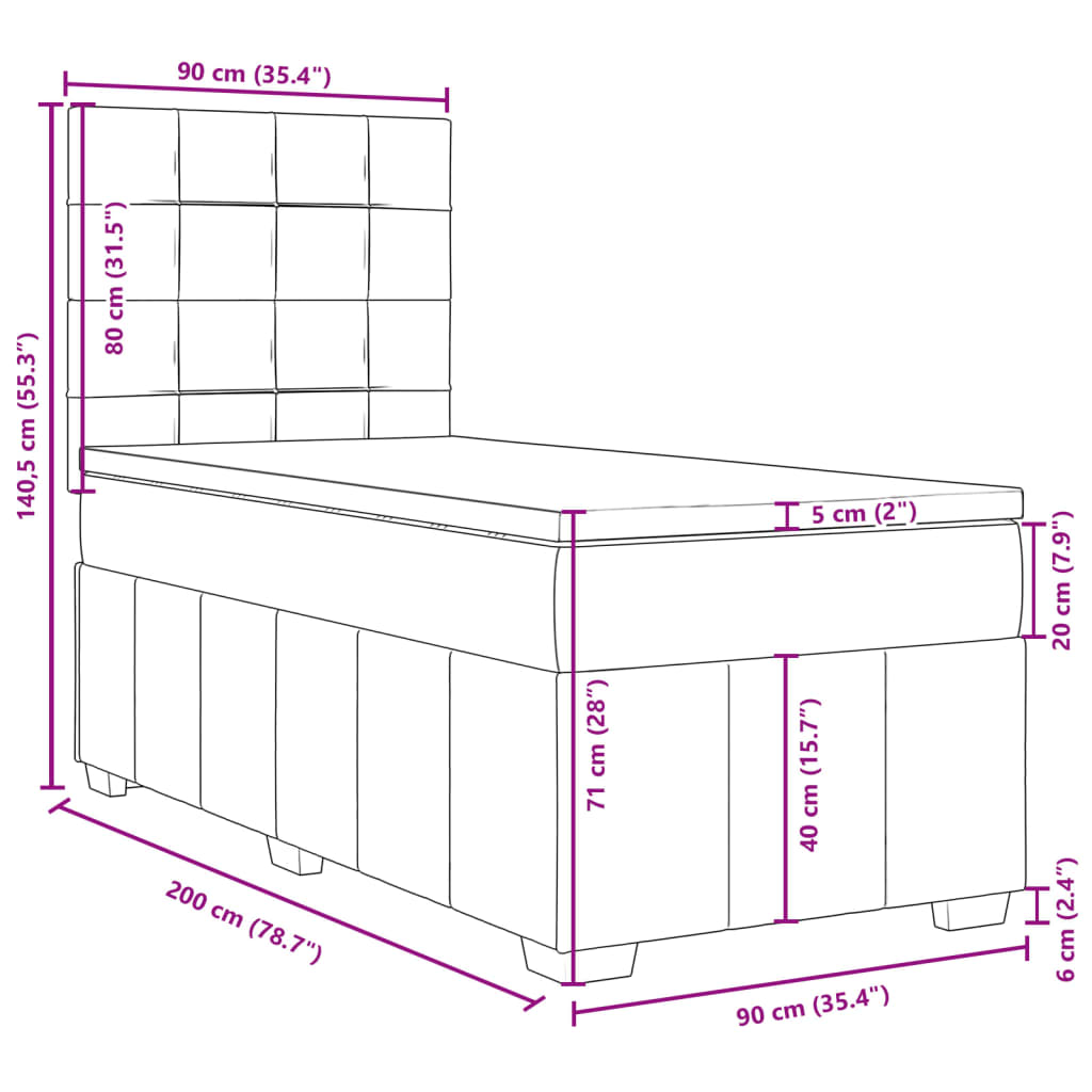 Box spring postel s matrací světle šedá 90x200 cm textil - obrázek 18