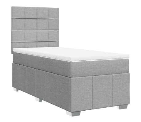 vidaXL Sommier &agrave; lattes de lit avec matelas Gris clair 90x200 cm Tissu