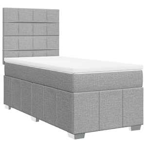 Box spring postel s matrací světle šedá 90x200 cm textil - obrázek 3