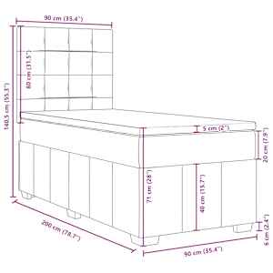 Box spring postel s matrací světle šedá 90x200 cm textil - obrázek 18