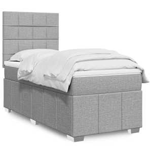 Box spring postel s matrací světle šedá 90x200 cm textil - obrázek 1