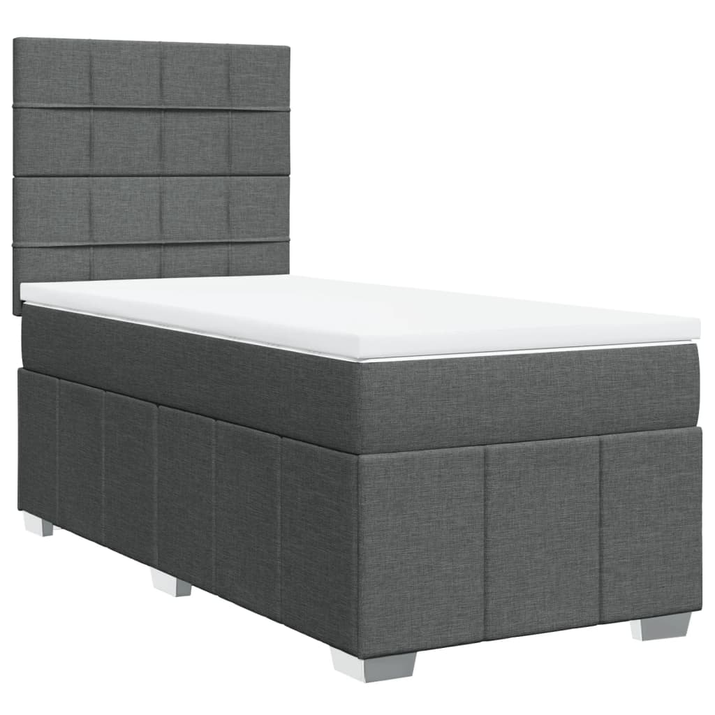 vidaXL Boxspring met matras stof donkergrijs 90x200 cm afbeelding