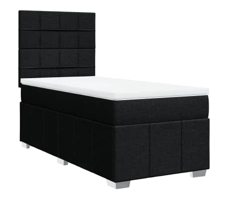 vidaXL Sommier &agrave; lattes de lit avec matelas Noir 90x200 cm Tissu