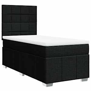 vidaXL Sommier &agrave; lattes de lit avec matelas Noir 90x200 cm Tissu