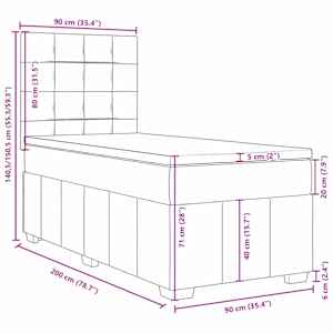 Box spring postel s matrací tmavě hnědá 90x200 cm textil - obrázek 18