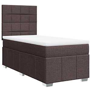 vidaXL Boxspringbett mit Matratze Dunkelbraun 90x200 cm Stoff