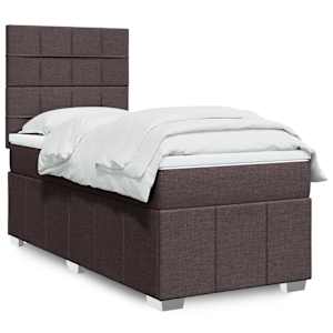 Box spring postel s matrací tmavě hnědá 90x200 cm textil - obrázek 1
