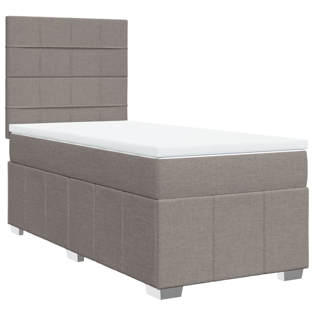 vidaXL Boxspring met matras stof taupe 90x200 cm afbeelding