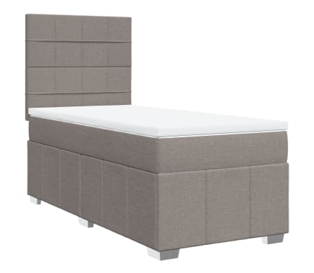 vidaXL Boxspringbett mit Matratze Taupe 90x200 cm Stoff