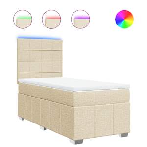 Box spring postel s matrací krémová 90x200 cm textil - obrázek 2