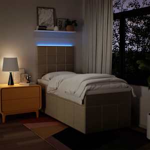 Box spring postel s matrací krémová 90x200 cm textil - obrázek 4